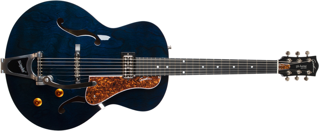 Godin 5th Avenue Night Club H Tv Jones Trem Bigsby Ric - Indigo Blue - Semi-Hollow E-Gitarre - Main picture