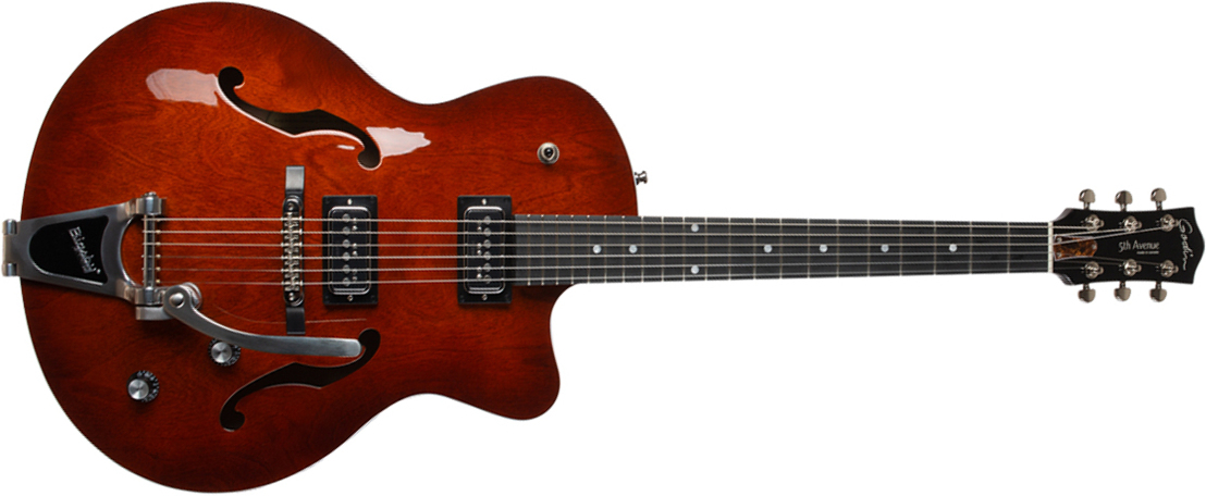 Godin 5th Avenue Uptown T-armond Bigsby Ric - Havana Burst - Hollowbody E-Gitarre - Main picture