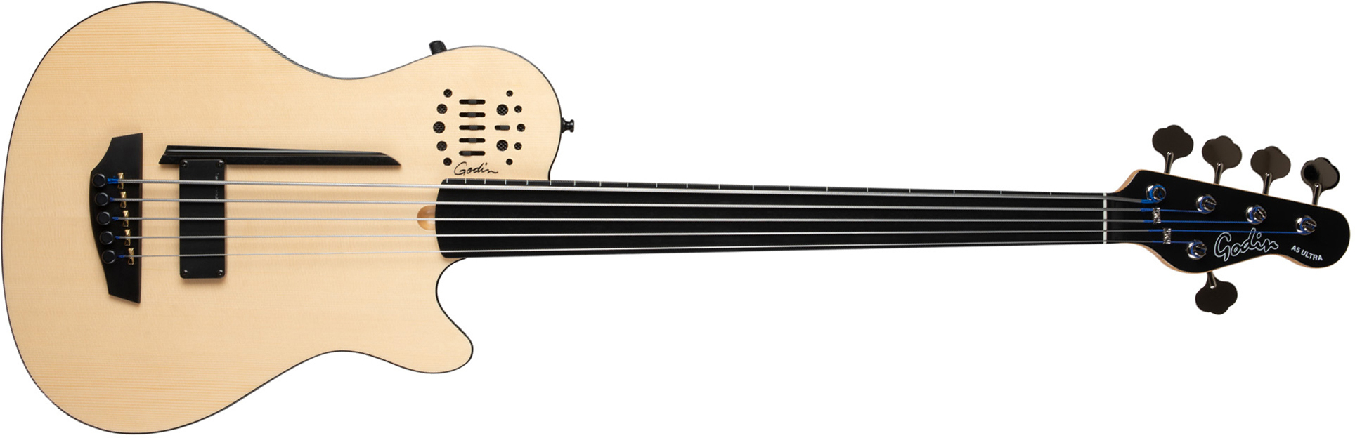 Godin A5 Ultra Fretless A/e 5c Epicea Tilleul Ric - Natural Semi Gloss - Akustische Bass - Main picture