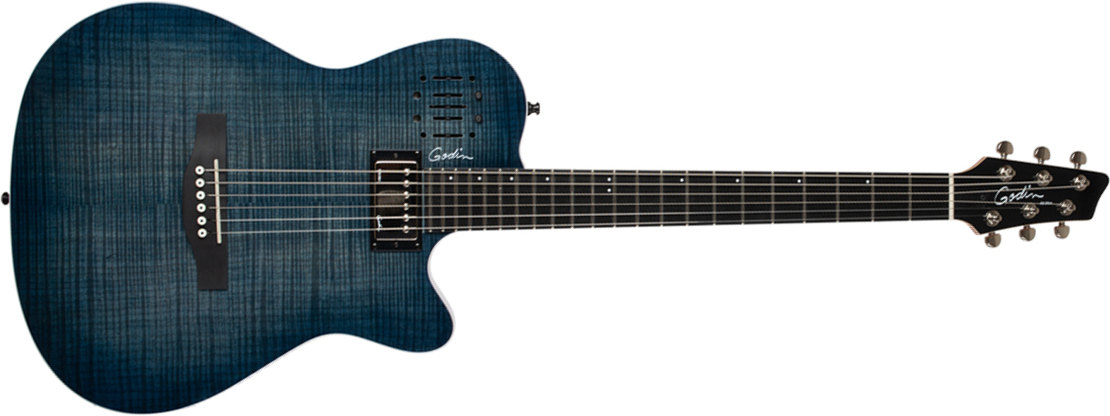 Godin A6 Ultra Rw - Denim Blue Flame - Westerngitarre & electro - Main picture