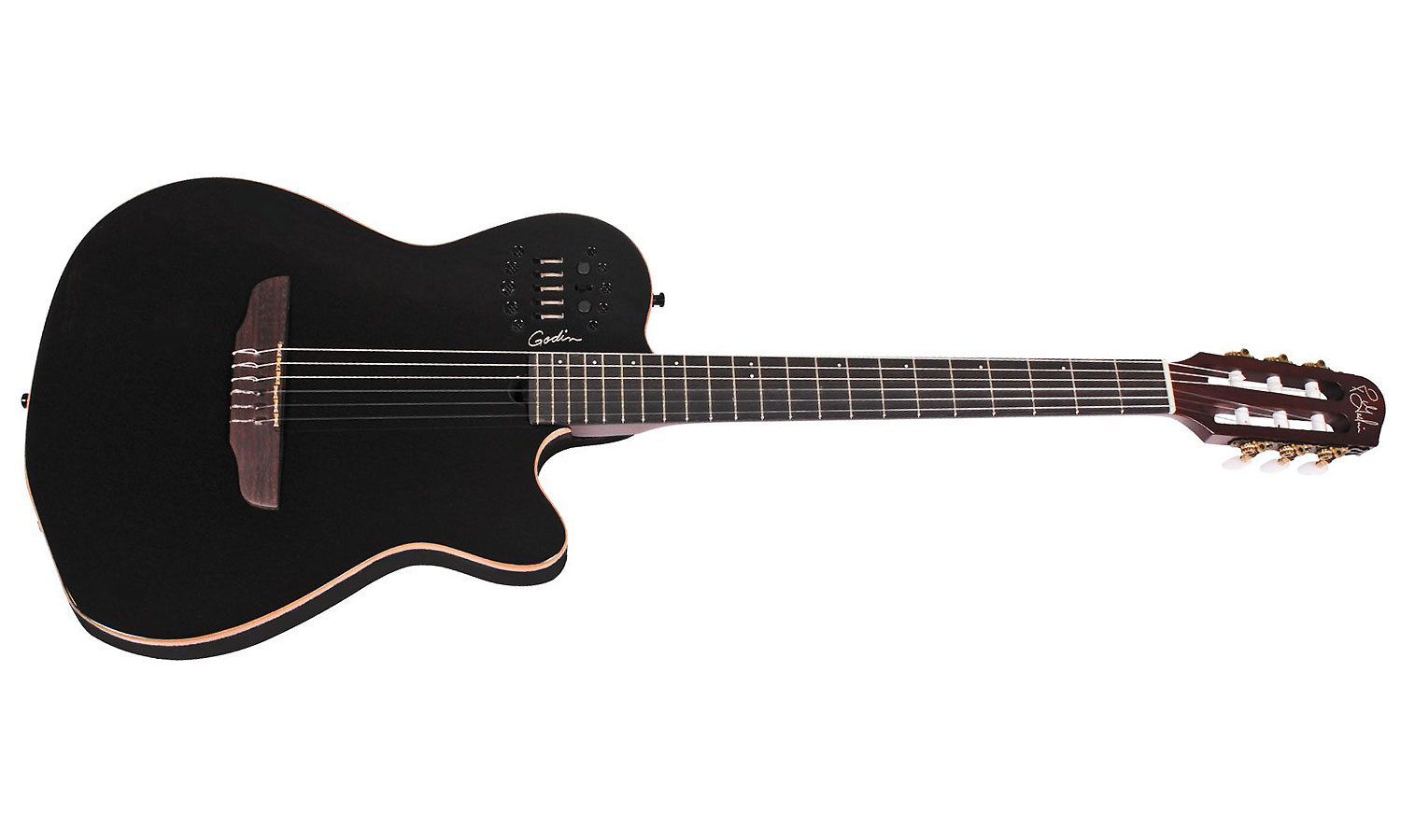 Godin Multiac Nylon Acs Sa Slim Synth Access +housse - Black - Konzertgitarren 4/4 - Variation 1