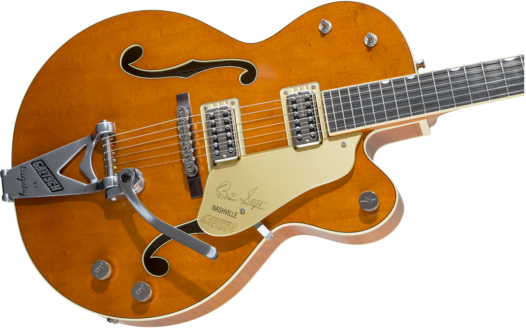 Gretsch Brian Setzer G6120t-bssmk '59 Smoke Nashville Japon Signature Bigsby Eb - Smoke Orange - Semi-Hollow E-Gitarre - Variation 2