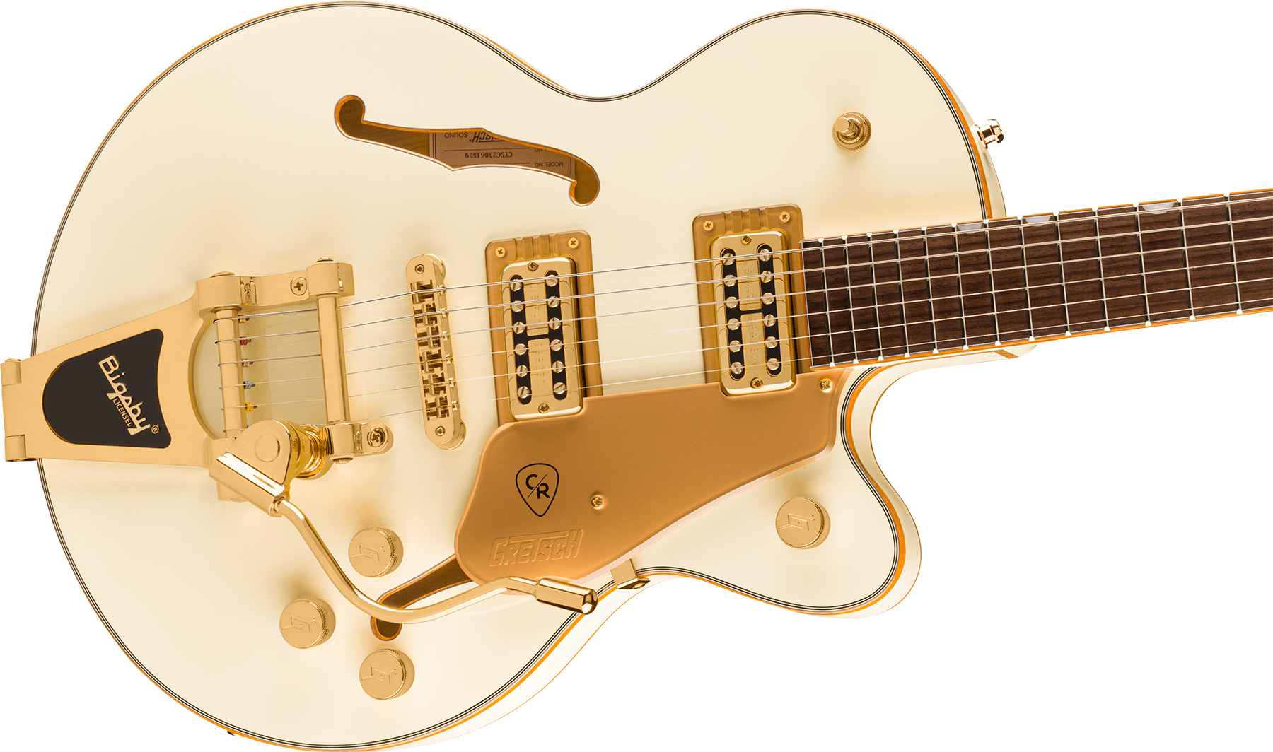 Gretsch Chris Rocha Broadkaster Jr Center Block Electromatic Signature Bigsby 2h Trem Rw - Vintage White - Semi-Hollow E-Gitarre - Variation 2