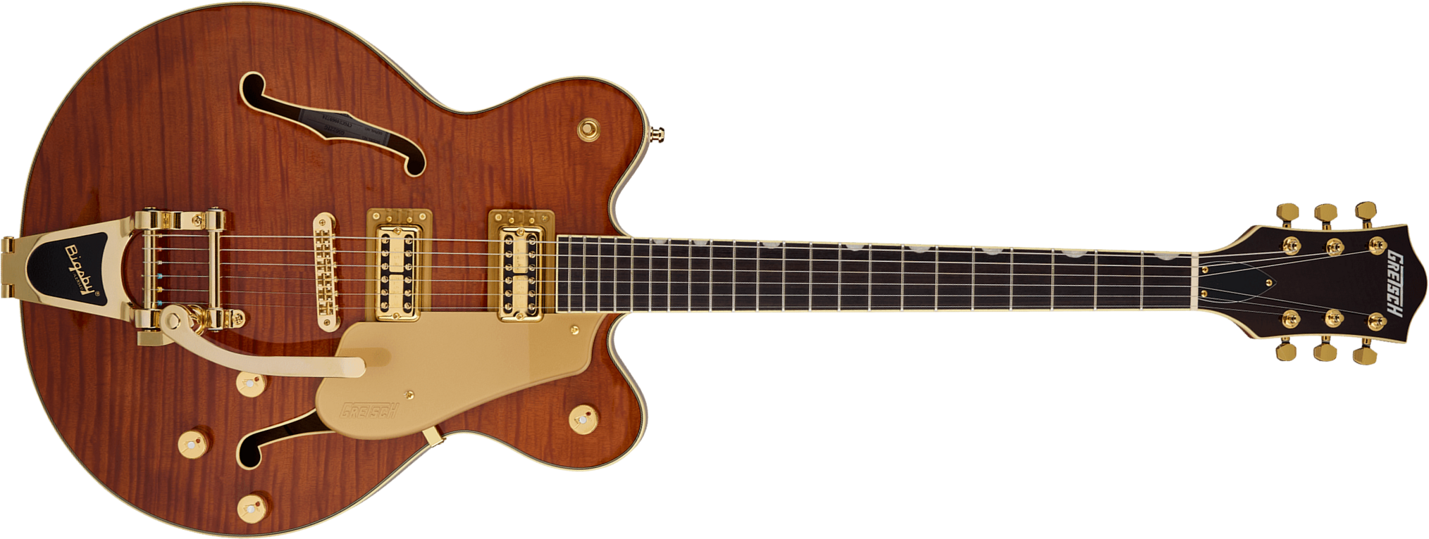 Gretsch Broadkaster Flame Okoume Dc Bigsby Electromatic 2h Trem Rw - Roundup Orange Stain - Semi-Hollow E-Gitarre - Main picture