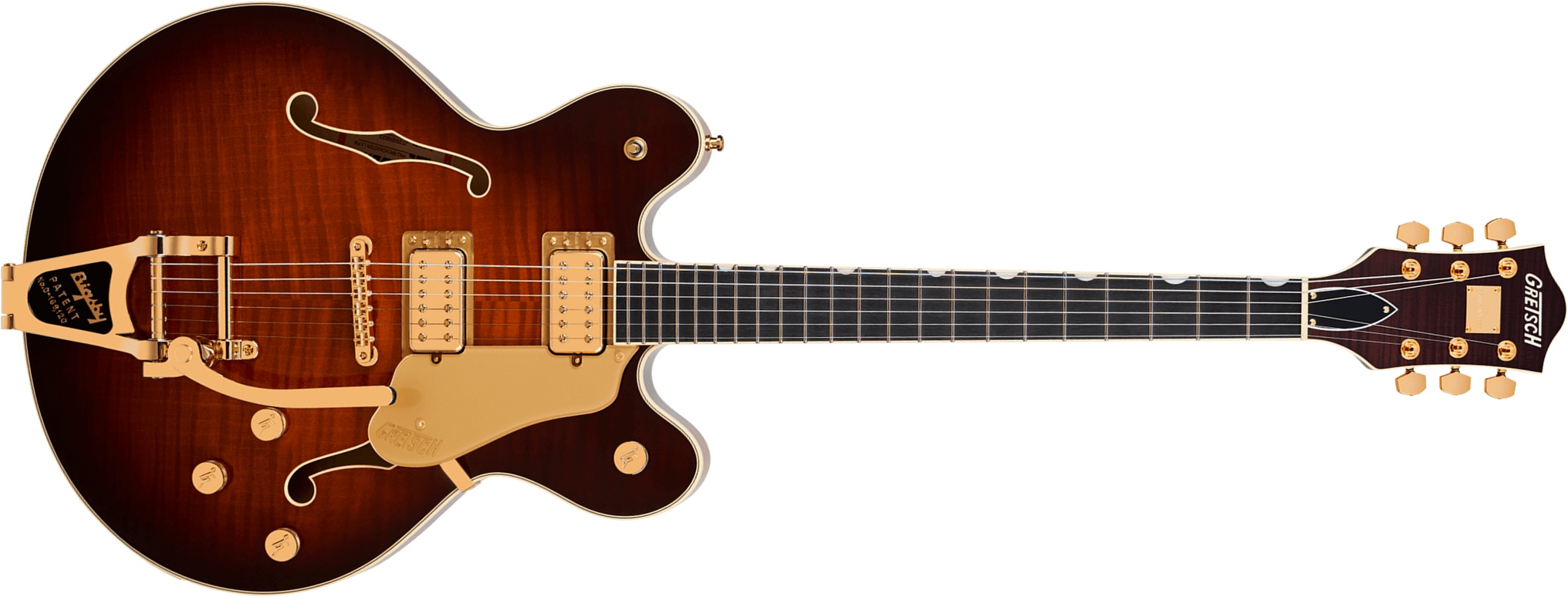 Gretsch Broadkaster Lx Center Block Dc Bigsby Gh Pro. Jap 2h Trem Eb - Havana Burst - Semi-Hollow E-Gitarre - Main picture