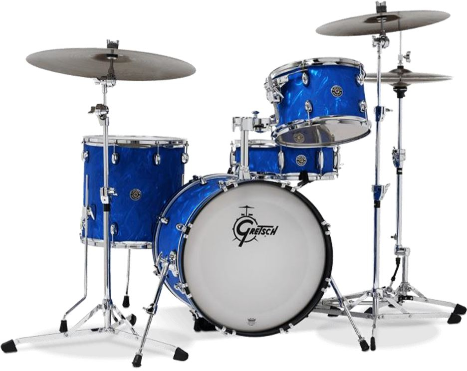 Gretsch Catalina Club Édition Ltd J484bsf - 3 FÛts - Blue Satin Flame - Jazz Akustik Schlagzeug - Main picture
