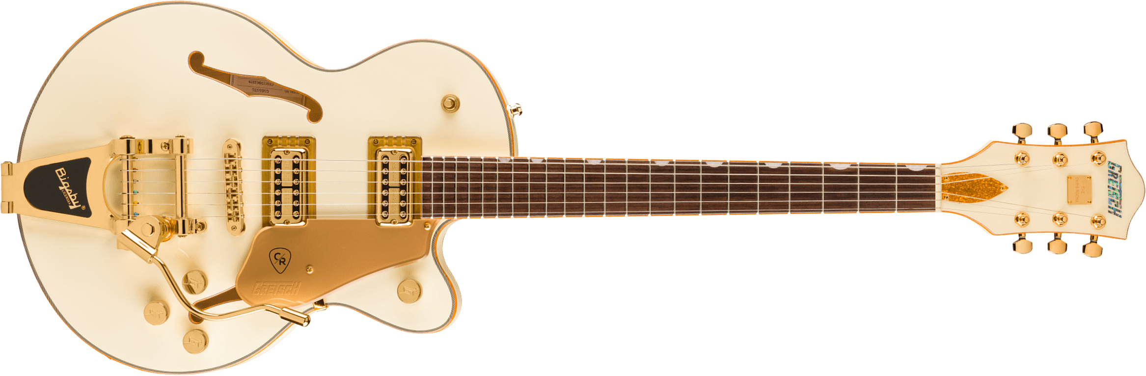 Gretsch Chris Rocha Broadkaster Jr Center Block Electromatic Signature Bigsby 2h Trem Rw - Vintage White - Semi-Hollow E-Gitarre - Main picture