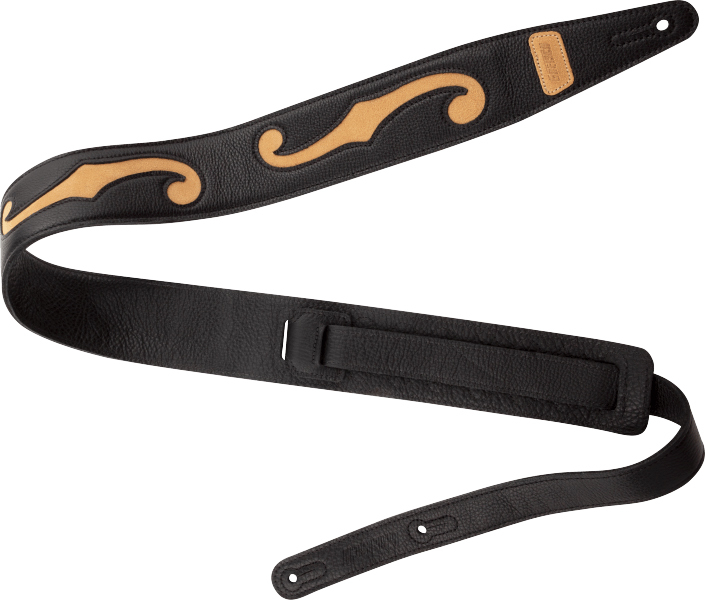 Gretsch F-holes Leather Guitar Strap 3-inch Cuir Black & Tan - Gitarrengurt - Main picture