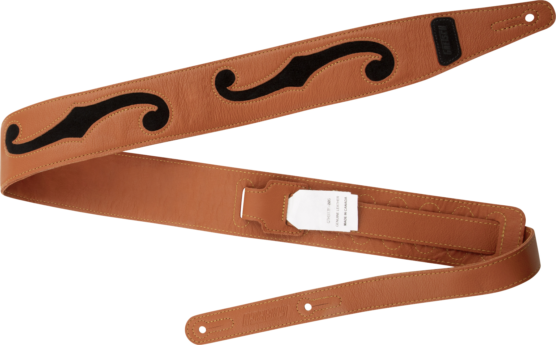 Gretsch F-holes Leather Guitar Strap 3-inch Cuir Orange & Black - Gitarrengurt - Main picture