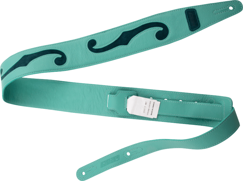 Gretsch F-holes Leather Guitar Strap 3-inch Cuir Surf Green & Dark Green - Gitarrengurt - Main picture