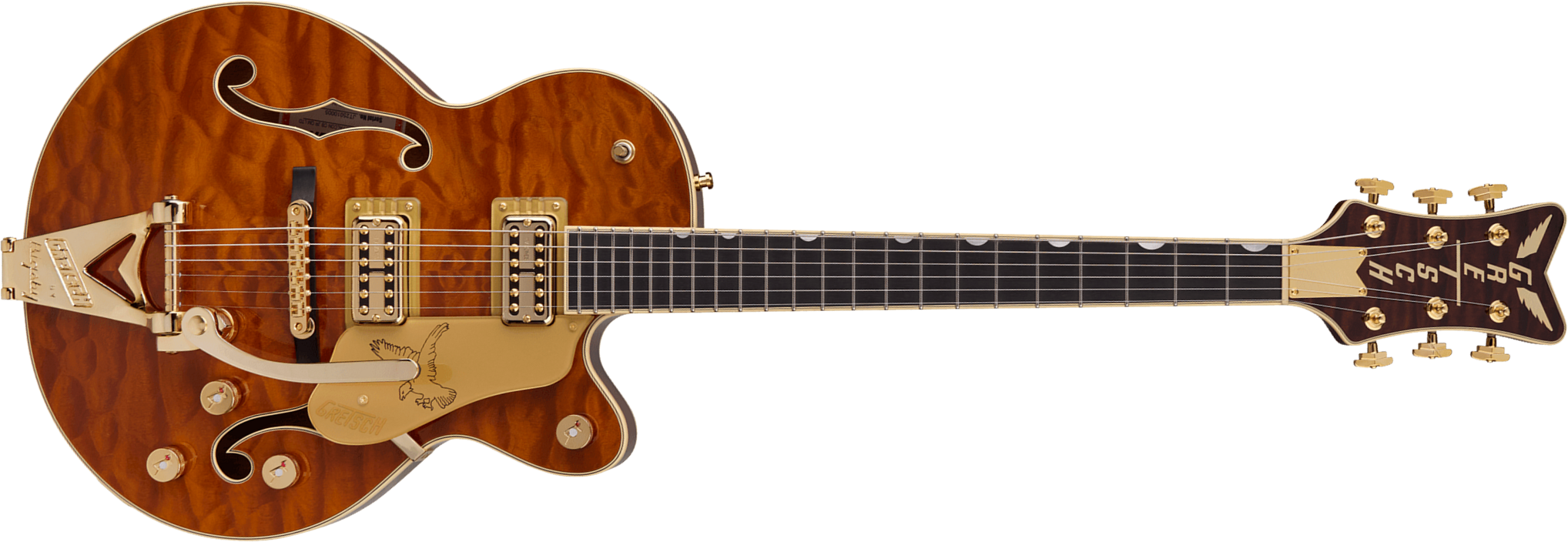 Gretsch Falcon Center Block Jr Bigsby Quilted Maple Pro Jap Ltd 2h Trem Eb - Roundup Orange Stain - Single-Cut-E-Gitarre - Main picture