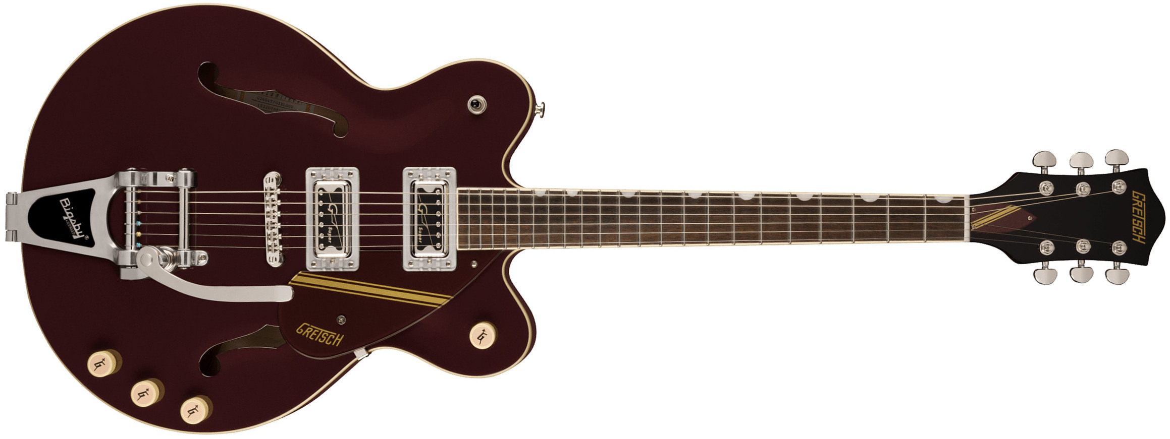 Gretsch G2604t Streamliner Rally Ii Center Block Dc Bigsby 2h Trem Lau - 2-tone Oxblood/walnut Stain - Semi-Hollow E-Gitarre - Main picture