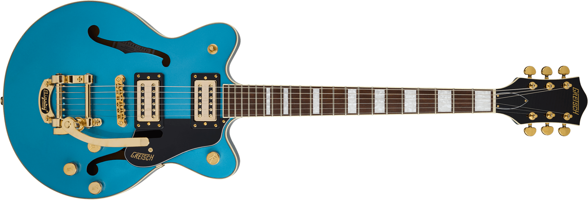 Gretsch G2655tg Center Block Jr Dc Bigsby Streamliner Ltd 2h Trem Lau - Riviera Blue - Semi-Hollow E-Gitarre - Main picture