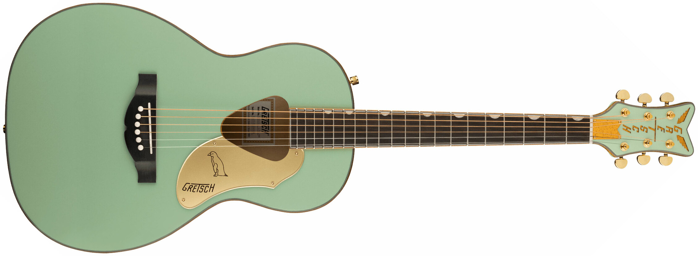 Gretsch G5021e Rancher Penguin Parlor Epicea Erable Lau - Mint Metallic - Elektroakustische Gitarre - Main picture