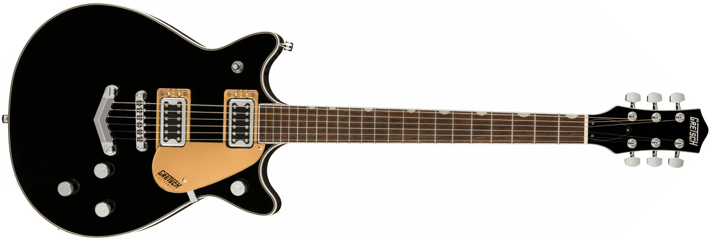 Gretsch G5222 Electromatic Double Jet Bt V-stoptail Hh Ht Lau - Black - Double Cut E-Gitarre - Main picture