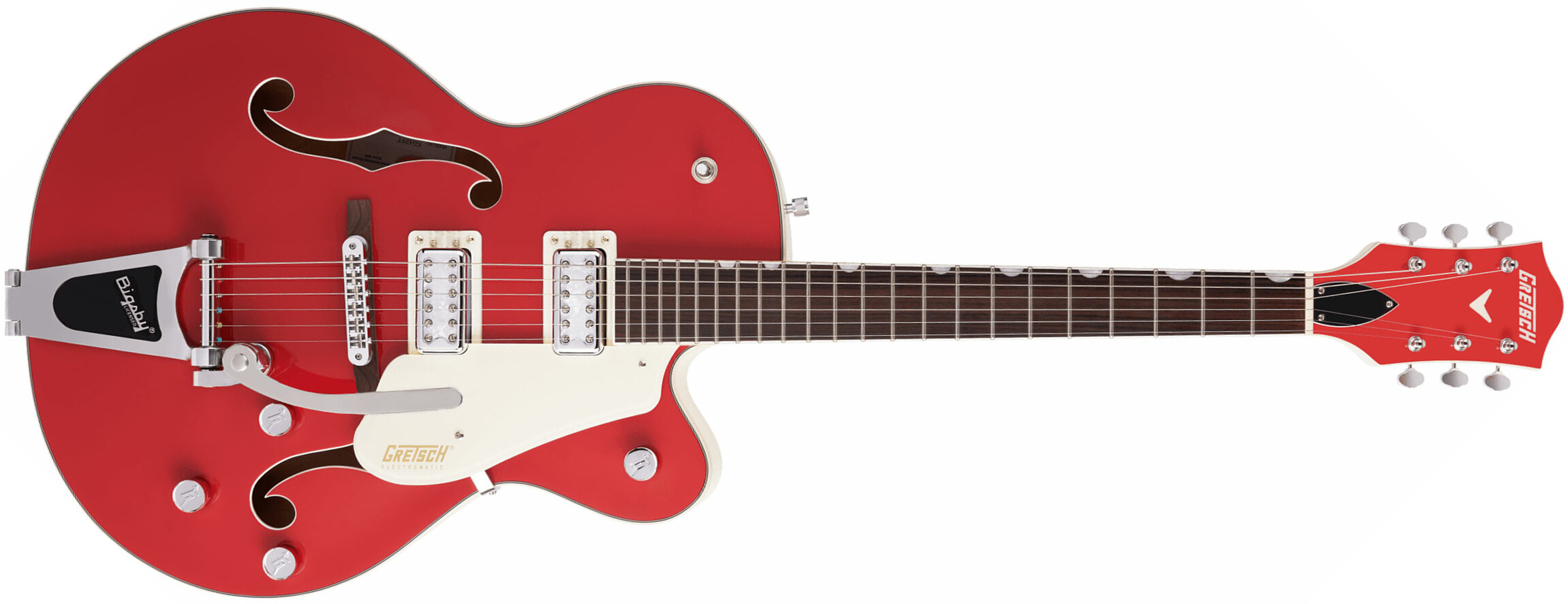 Gretsch G5410t Tri-five Electromatic Hollow Hh Bigsby Rw - 2-tone Fiesta Red On Vintage White - Semi-Hollow E-Gitarre - Main picture