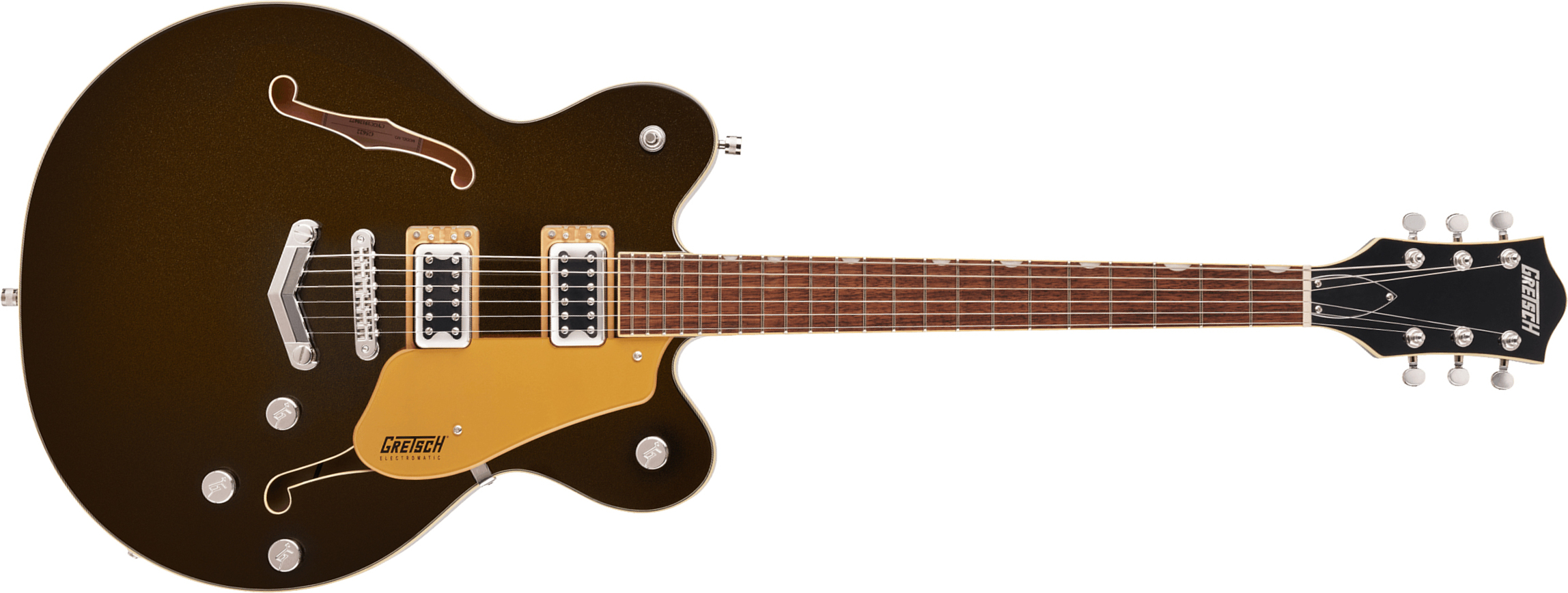 Gretsch G5622 Center Bloc Double Cut V-stoptail Electromatic Hh Ht Lau - Black Gold - Semi-Hollow E-Gitarre - Main picture