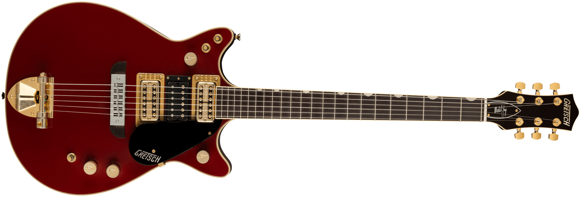 Gretsch Malcolm Young G6131g-my-rb Jet Ltd Signature 3h Ht Eb - Vintage Firebird Red - Double Cut E-Gitarre - Main picture