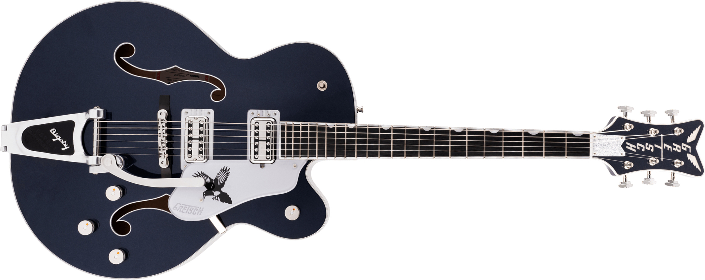 Gretsch Rich Robinson G6136t-rr Magpie Pro Jap Signature Hh Bigsby Eb - Raven's Breast Blue - Hollowbody E-Gitarre - Main picture