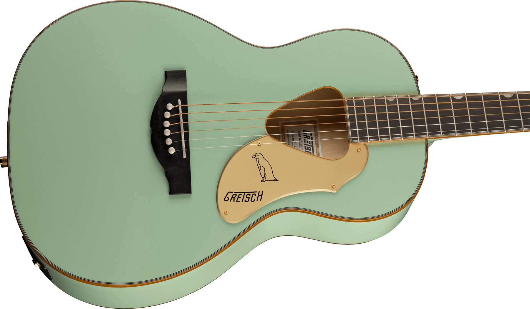 Gretsch G5021e Rancher Penguin Parlor Epicea Erable Lau - Mint Metallic - Elektroakustische Gitarre - Variation 2