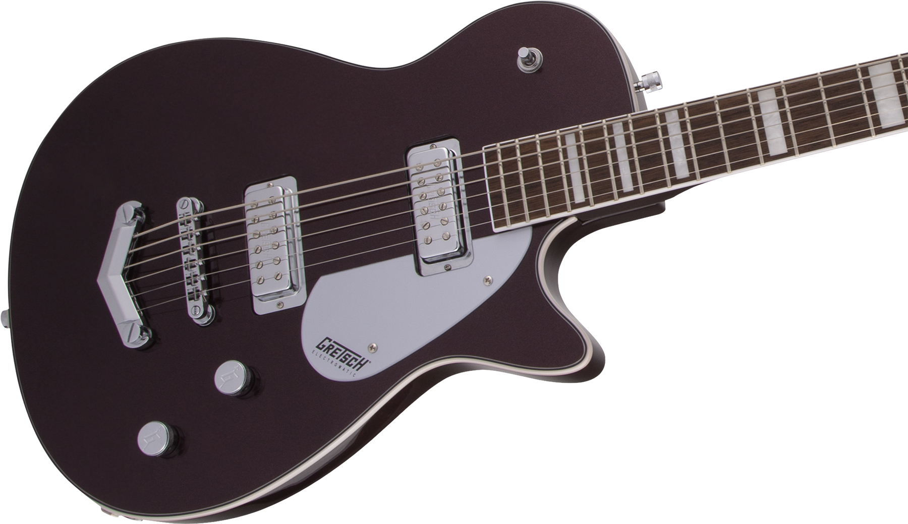 Gretsch G5260 Electromatic Jet V-stoptail Hh Ht Lau - Dark Cherry Metallic - Bariton E-Gitarre - Variation 2