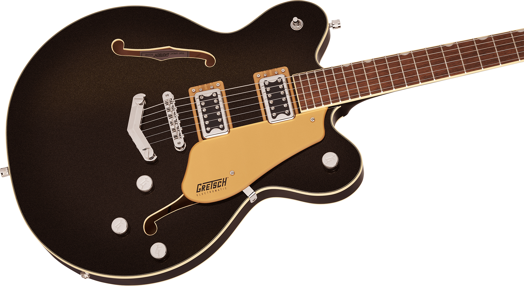 Gretsch G5622 Center Bloc Double Cut V-stoptail Electromatic Hh Ht Lau - Black Gold - Semi-Hollow E-Gitarre - Variation 2