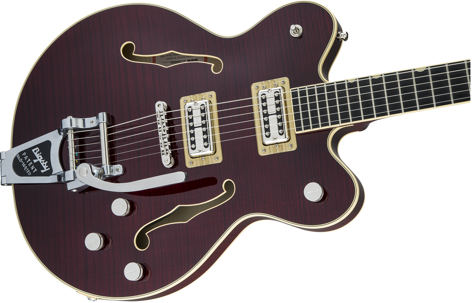 Gretsch G6609tfm Broadkaster Center Bloc Dc Players Edition Pro Jap Bigsby Eb - Dark Cherry Stain - Semi-Hollow E-Gitarre - Variation 2