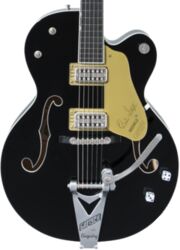 Semi-hollow e-gitarre Gretsch G6120T-BSNSH Nashville with Bigsby (Japan) - Black lacquer