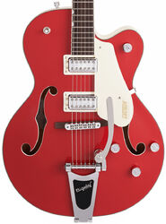 Semi-hollow e-gitarre Gretsch G5410T Electromatic Tri-Five Hollow Body Bigsby - 2-tone fiesta red on vintage white