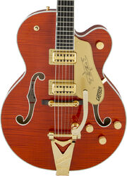 Semi-hollow e-gitarre Gretsch G6120TFM Players Edition Nashville Professional Japan - Orange stain