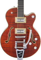 Semi-hollow e-gitarre Gretsch G6659TFM Players Edition Broadkaster Jr. Center Bloc Nashville Professional Japan - Bourbon stain