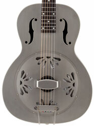 Dobro resonatorgitarre Gretsch G9201 Honey Dipper Round-Neck, Brass - Weathered pump house roof