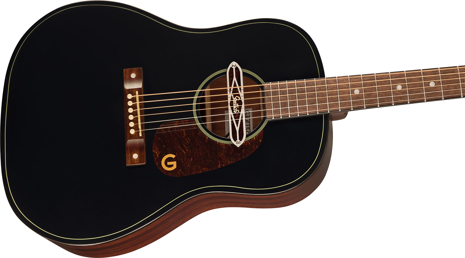 Gretsch Jim Dandy Deltoluxe Dreadnought Tout Sapele Noy - Black Top Semi Gloss - Elektroakustische Gitarre - Variation 2