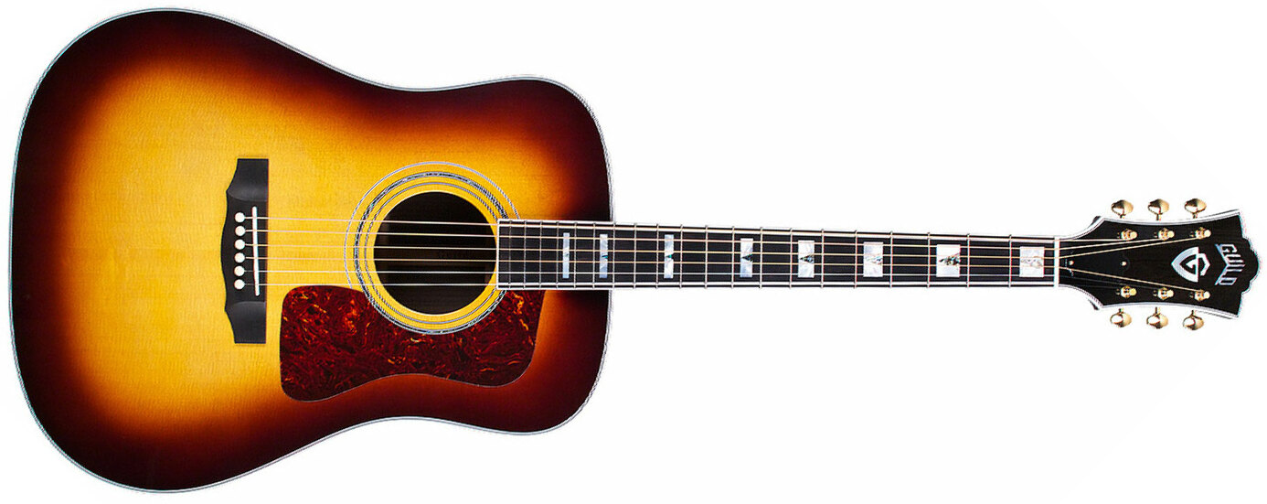 Guild D-55e Usa Dreadnought Epicea Palissandre Eb - Antique Burst - Elektroakustische Gitarre - Main picture