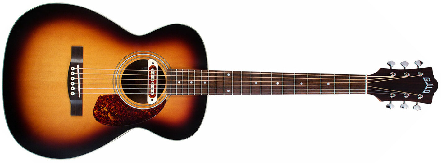 Guild M-240e Troubadour Westerly Concert Epicea Acajou - Vintage Sunburst - Elektroakustische Gitarre - Main picture