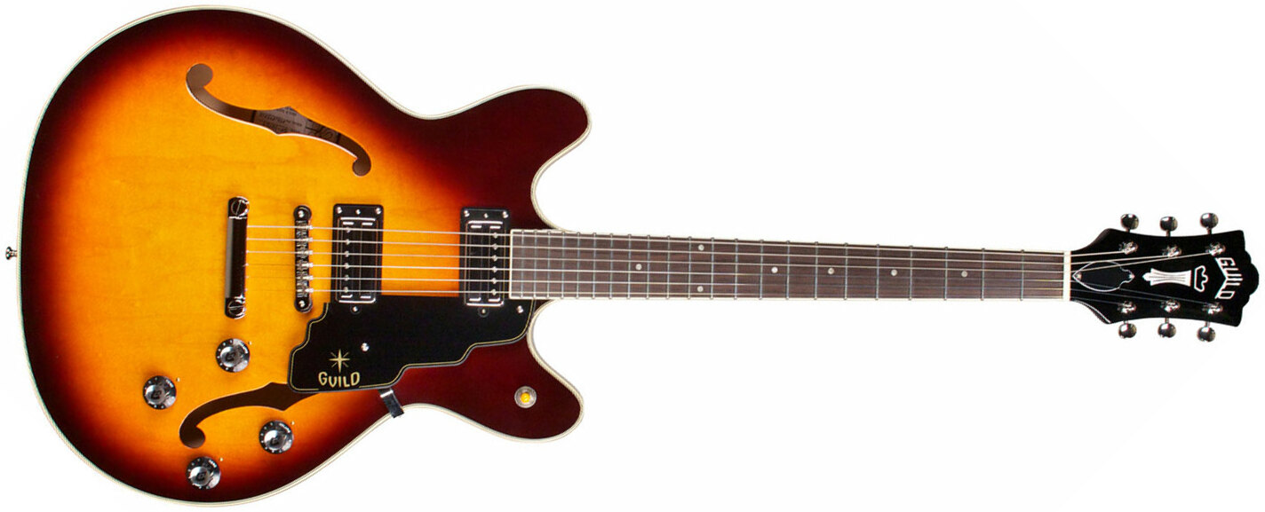 Guild Starfire Iv St Maple Newark St Hh Ht Rw - Maple Antique Sunburst - Semi-Hollow E-Gitarre - Main picture