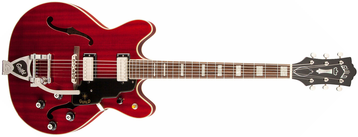 Guild Starfire V Newark St Hh Bigsby Rw - Cherry Red - Semi-Hollow E-Gitarre - Main picture