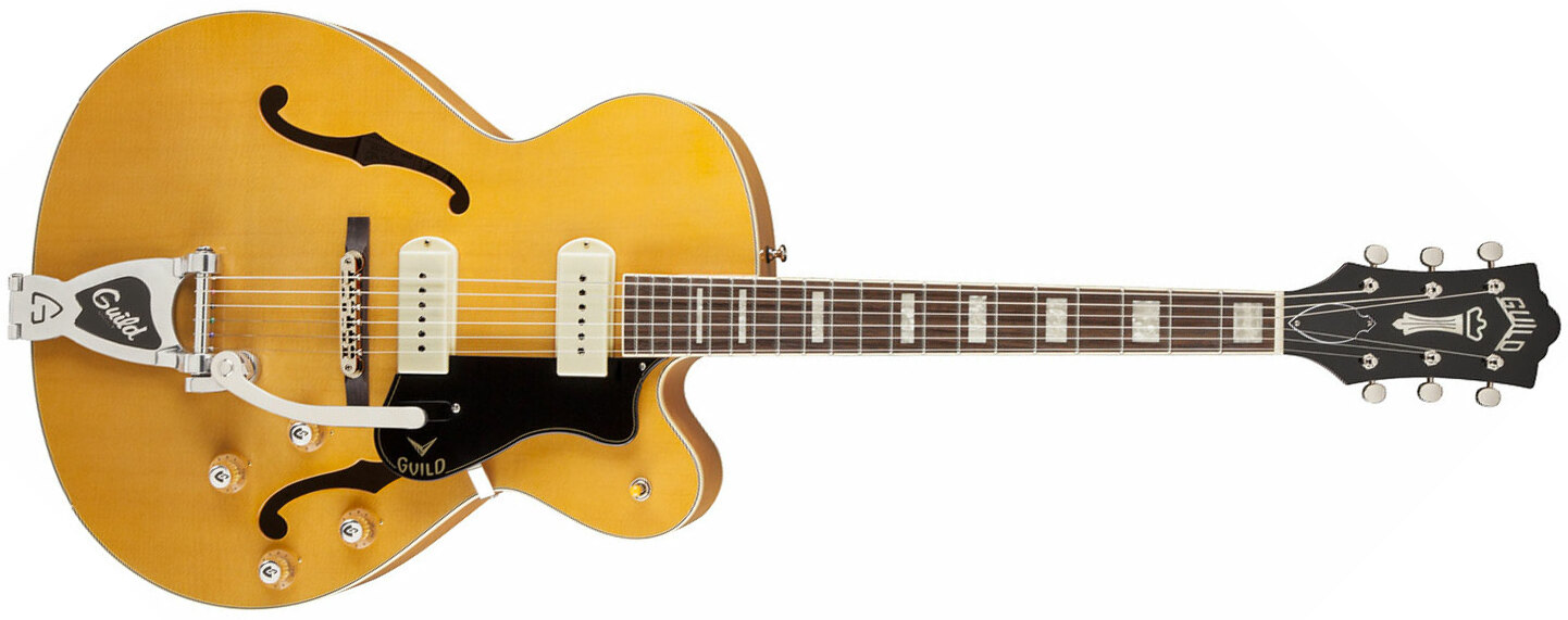 Guild X-175b Manhattan Newark St Collection Bigsby +etui - Blonde - Semi-Hollow E-Gitarre - Main picture