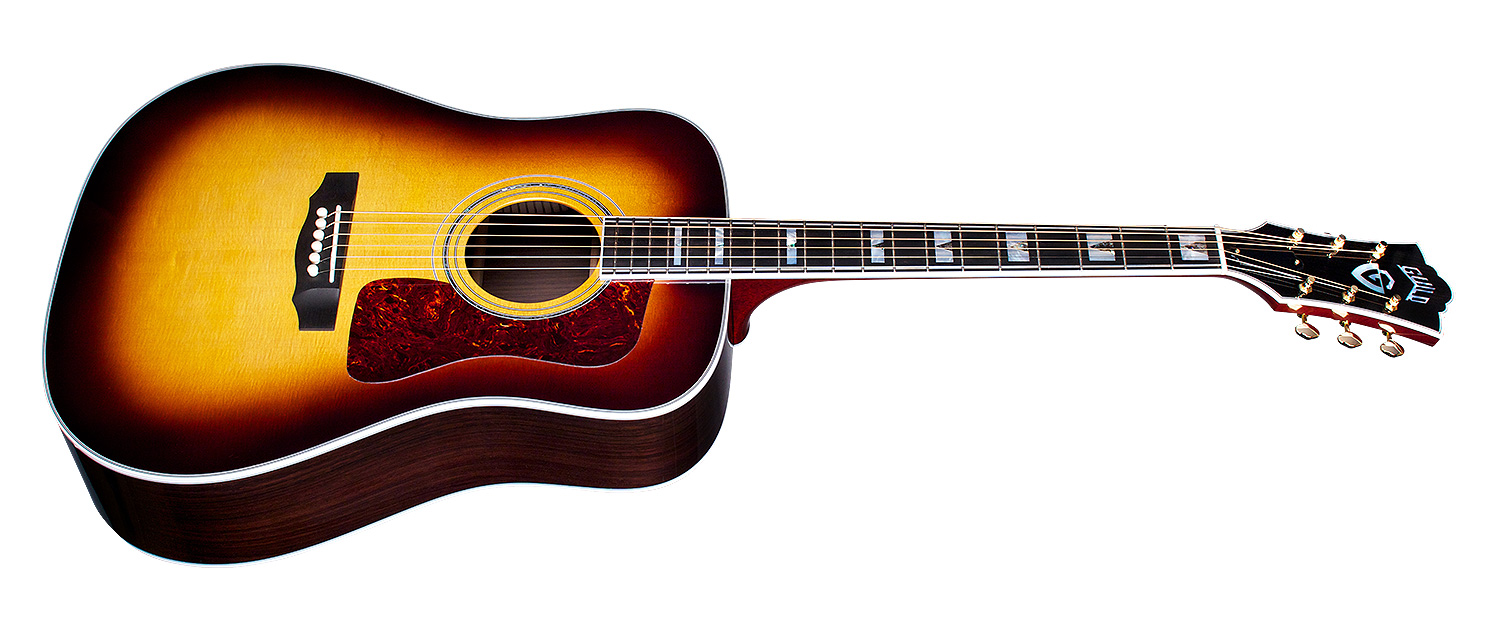 Guild D-55e Usa Dreadnought Epicea Palissandre Eb - Antique Burst - Elektroakustische Gitarre - Variation 1