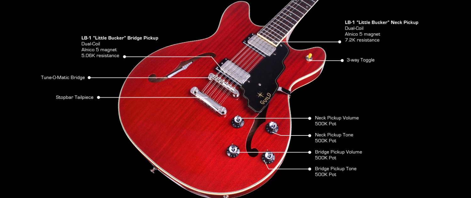 Guild Starfire Iv St-12 Newark St 12c 2h Ht Eb - Cherry Red - Semi-Hollow E-Gitarre - Variation 4