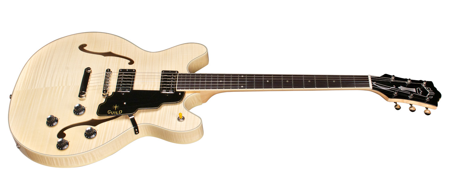 Guild Starfire Iv St Flamed Maple Newark St Hh Ht Rw - Natural - Semi-Hollow E-Gitarre - Variation 1