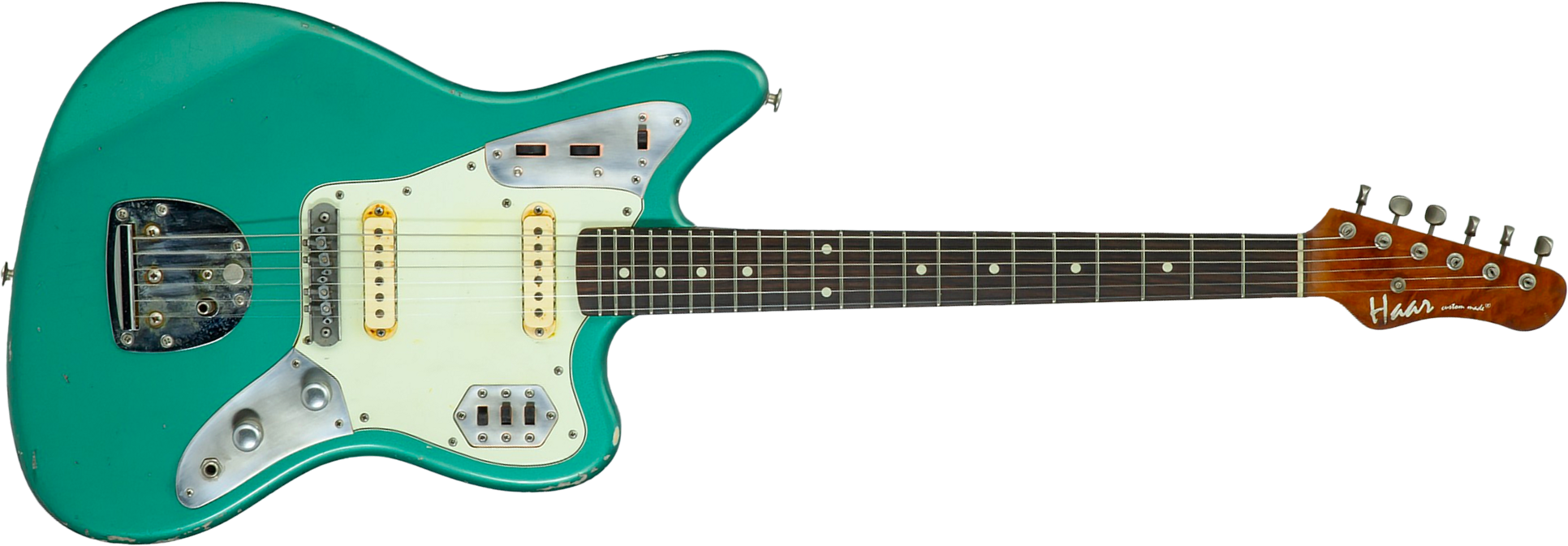 Haar Guitars Trad Jg 2s Amber Trem Rw #43594 - Aged Sherwood Green Metallic - Retro-Rock-E-Gitarre - Main picture