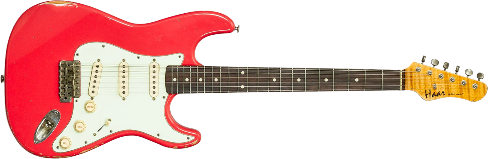 Haar Guitars Trad S 3s Klopppmann Trem Rw #43486 - Aged Fiesta Red - E-Gitarre in Str-Form - Main picture