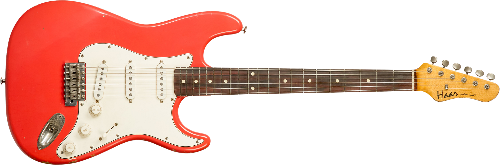 Haar Guitars Trad S 3s Lindy Fralin Trem Rw #42274 - Aged Fiesta Red - E-Gitarre in Str-Form - Main picture