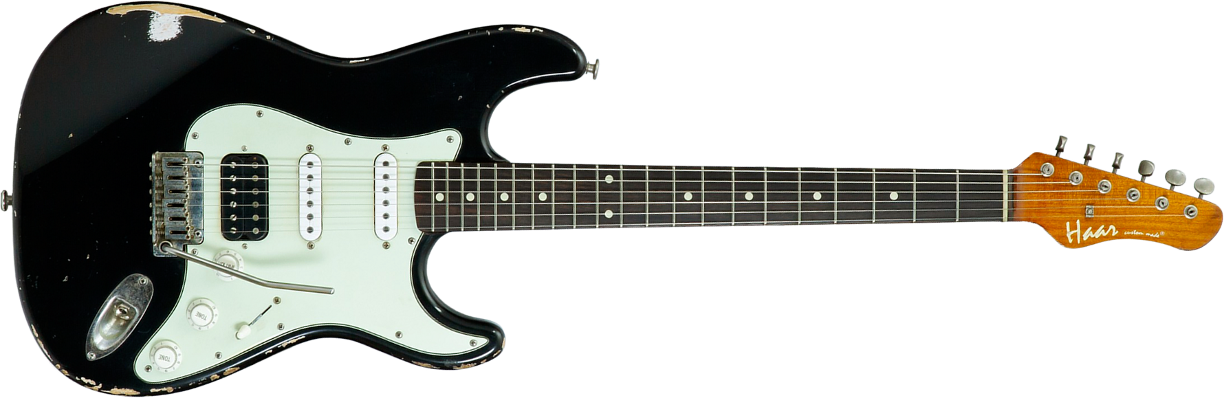 Haar Guitars Trad S Hss Amber Trem Rw #43517 - Aged Black - E-Gitarre in Str-Form - Main picture