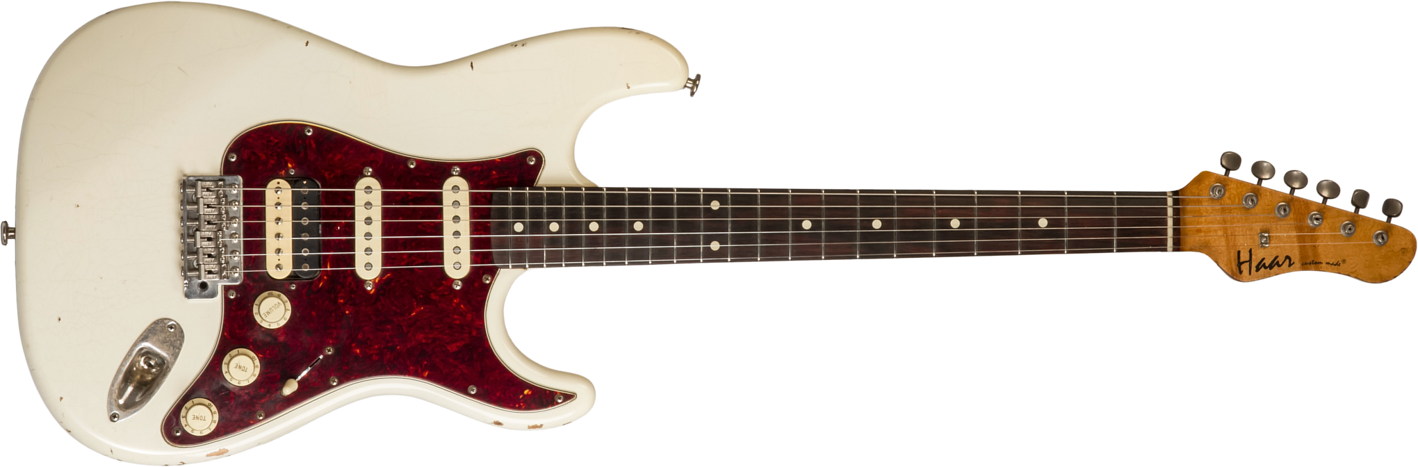 Haar Guitars Trad S Hss Lindy Fralin Trem Rw #42275 - Aged Olympic White - E-Gitarre in Str-Form - Main picture