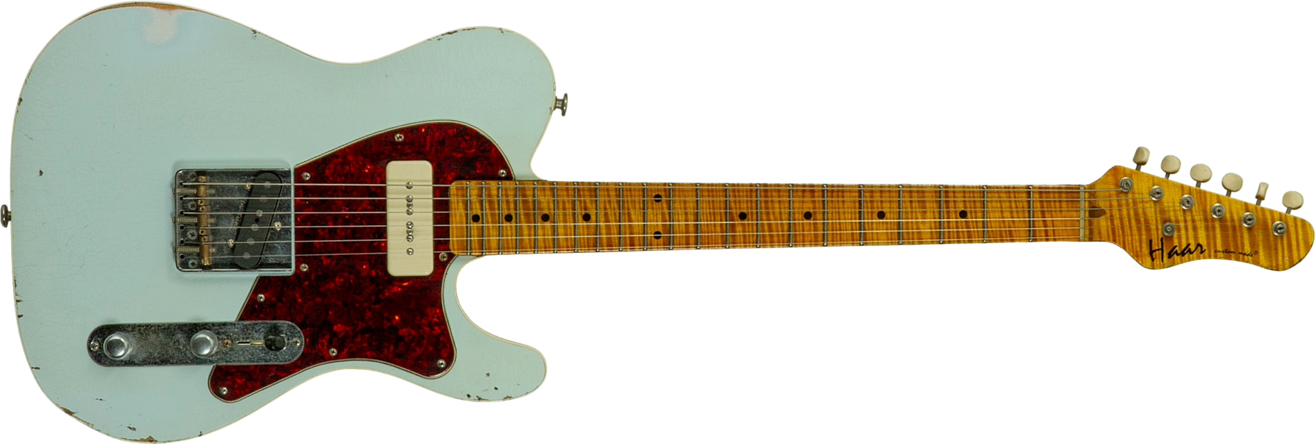 Haar Guitars Trad T  2s Lindy Fralin P90 #43675 - Aged Faded Sonic Blue - E-Gitarre in Teleform - Main picture