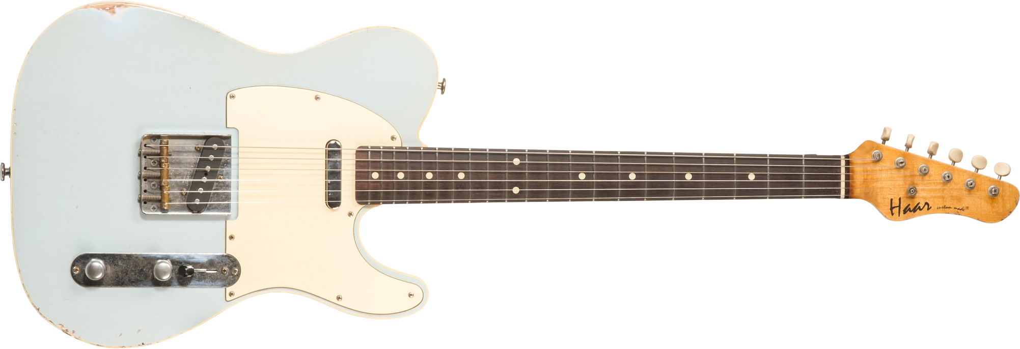 Haar Guitars Trad T Custom 2s Lindy Fralin Ht Rw #42268 - Aged Sonic Blue - E-Gitarre in Teleform - Main picture
