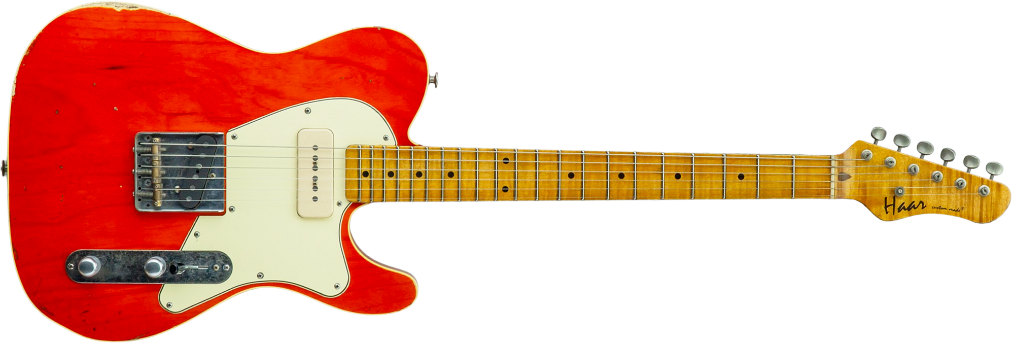 Haar Guitars Trad T Custom 2s P90 Lindy Fralin Mn Ht #43488 - Orange See Through - E-Gitarre in Teleform - Main picture