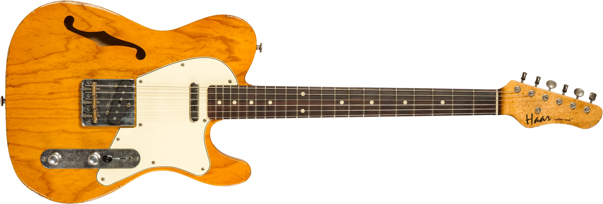 Haar Guitars Trad T Thinline 2s Lindy Fralin Ht Rw #42269 - Aged Orange Antique - E-Gitarre in Teleform - Main picture
